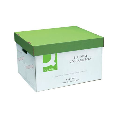Q-Connect Business Storage Box 335x400x250mm Green & White (Pack of 10)