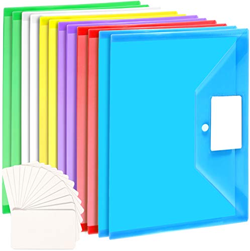 Plastic Wallets A4, 12 Pack Document Folders with Snap Button
