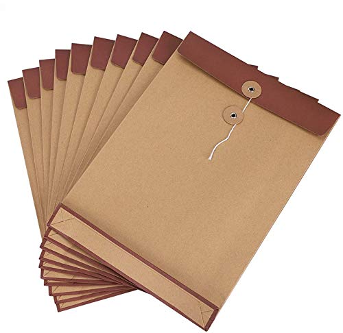10Pcs A4 Kraft Envelopes File Folder with String Closure