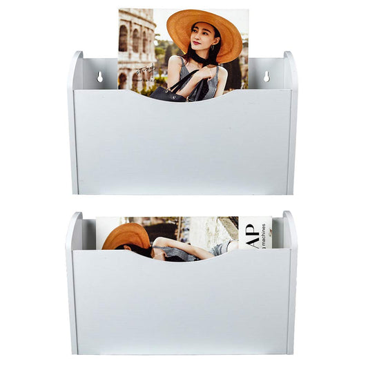 Wooden A4 Wall Mounted Magazine File Organizer - Pack of 2-CentralDepot247