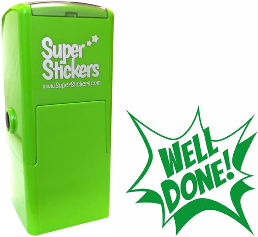Teacher Stamp - Education Marking Stamp with Green Ink, Well Done Design