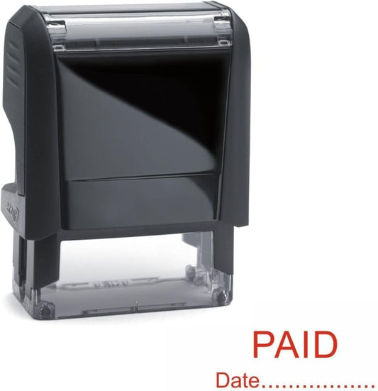Paid Stamp with Date Text – Self Inking Red Ink Stamper 24x7mm