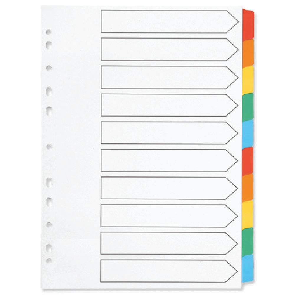 Q-Connect 10-Part A4 Index Divider with Reinforced Multi-Colour Tabs-CentralDepot247