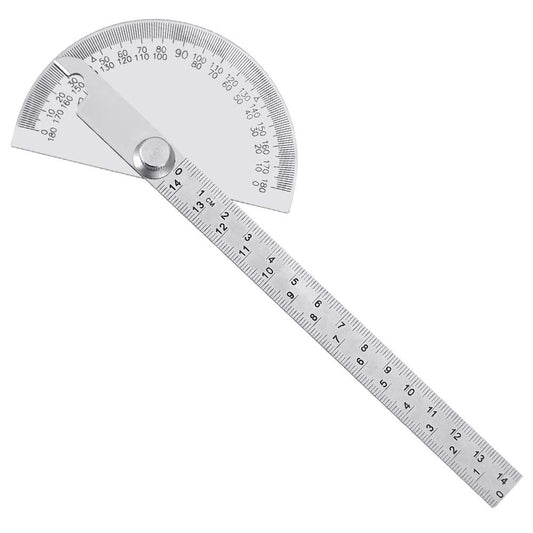 Stainless Steel 180 Degree Protractor with 140mm Measuring Ruler