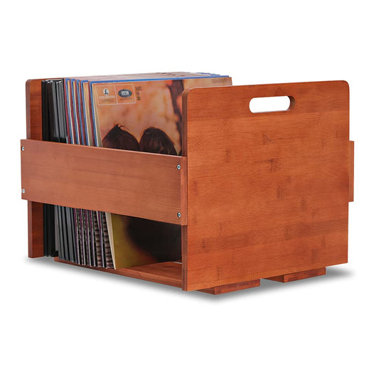 Vinyl Record Storage Crate - Bamboo Organizer for LPs Holds 80 Records-CentralDepot247