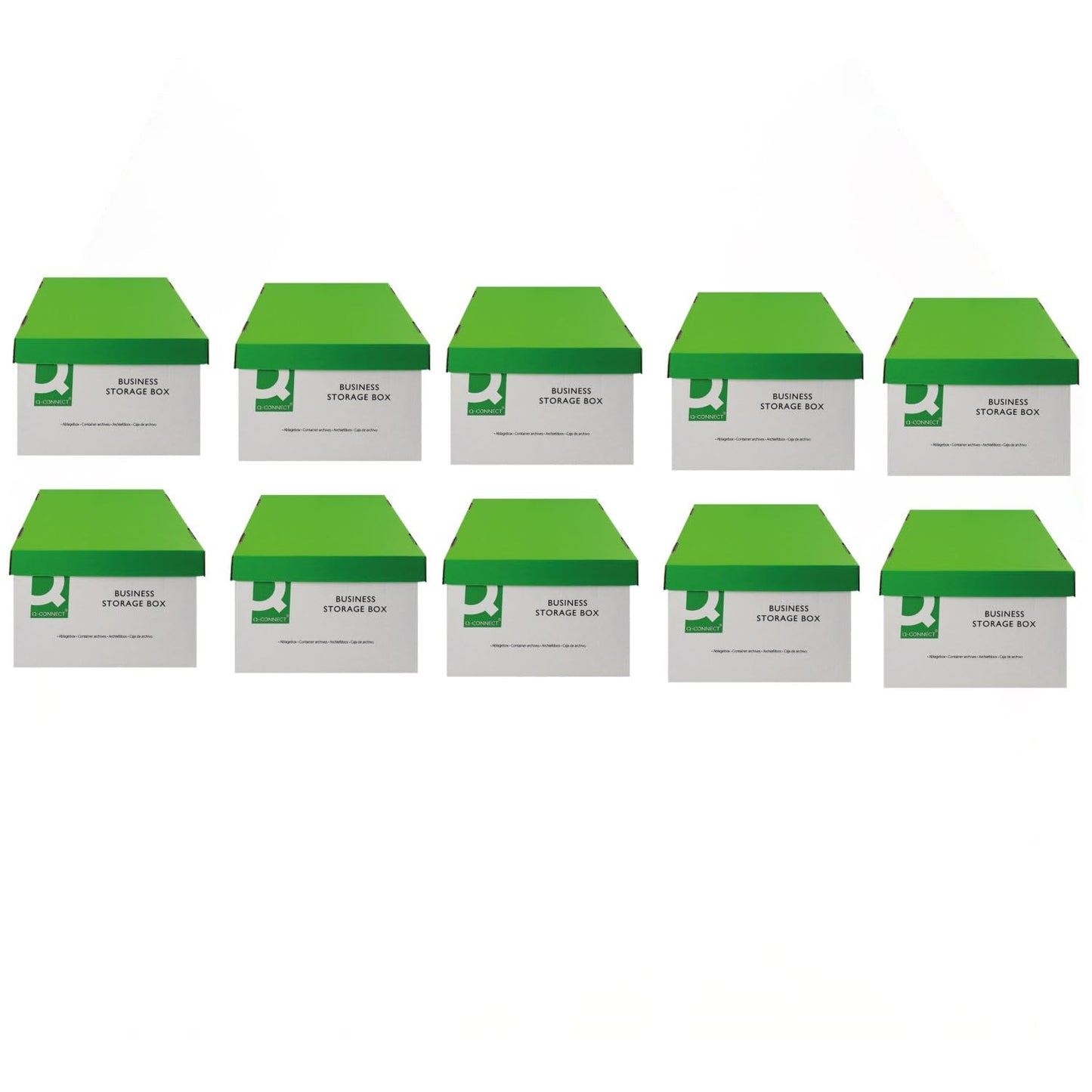 Q-Connect Business Storage Box 335x400x250mm Green & White (Pack of 10)