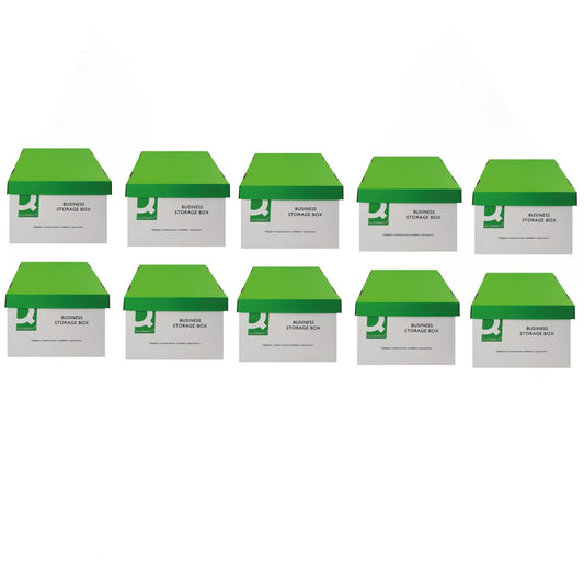 Q-Connect Business Storage Box 335x400x250mm Green & White (Pack of 10)
