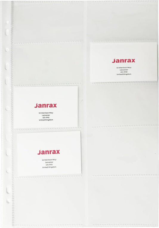 Pack of 20 A4 Punched Pockets for Business Card Holders