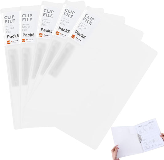 Vovofi Pack of 5 A4 Clamp Binder - Candy Colour File Folder (White)