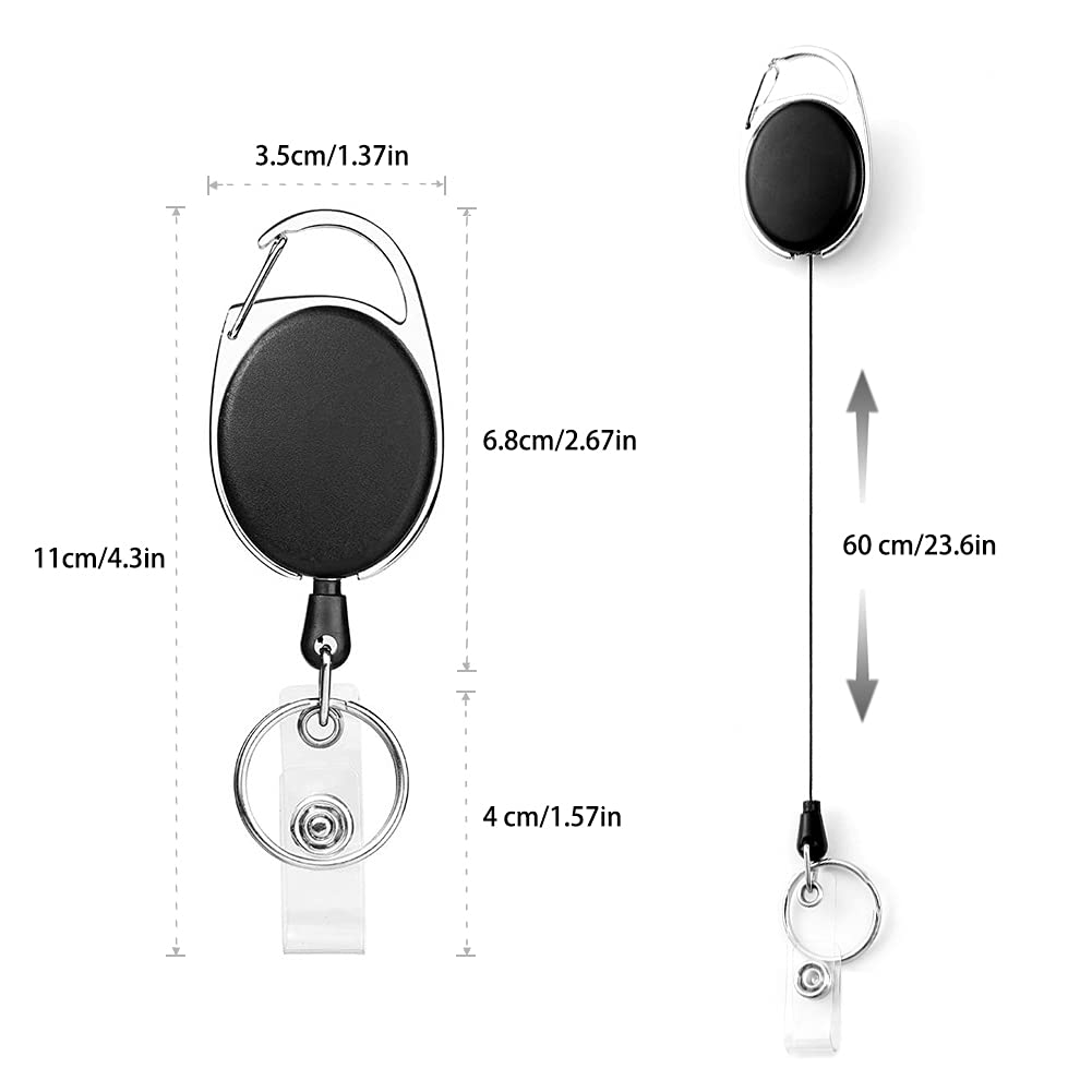 Retractable Badge Holder - 2 Pcs ID Card Badge Reel with Clip