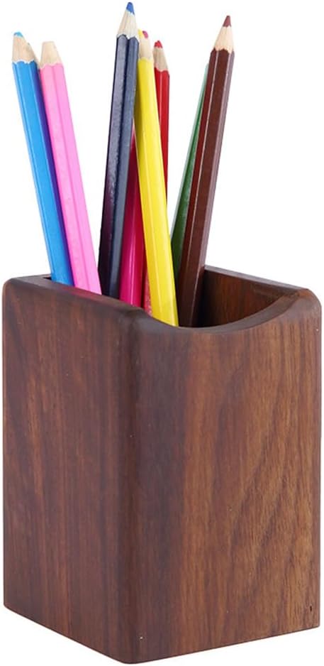 Square Wooden Pen Holder - Desk Storage Organizer for Home & Office-CentralDepot247
