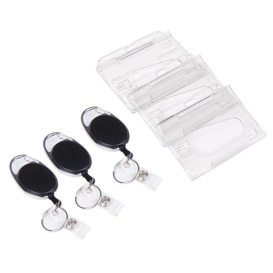 Vicloon 2PCS Retractable Two-Sided ID Card Holder Set