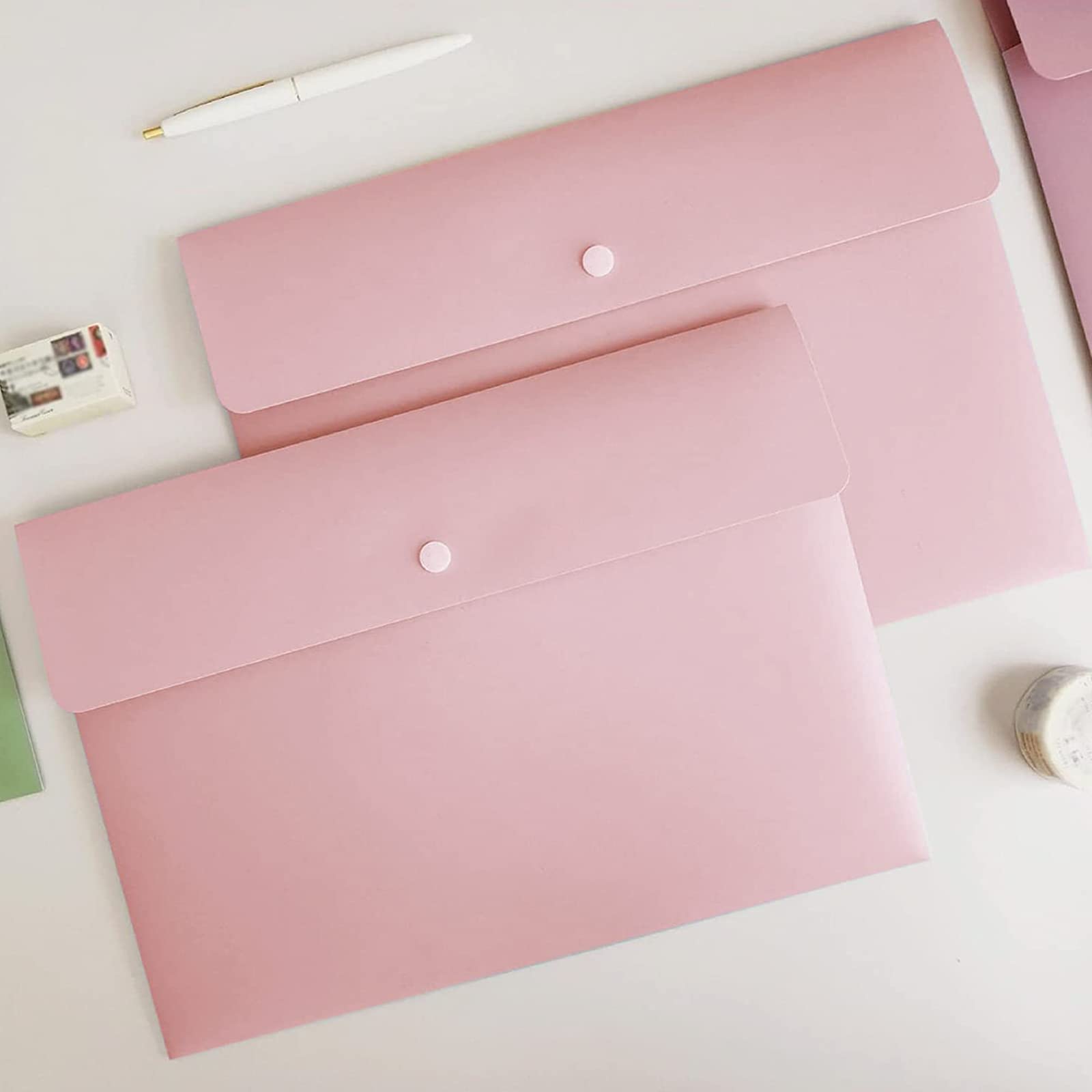 Poly File Folders, Letter Size Document Holders, Pack of 5 - Pastel Pink