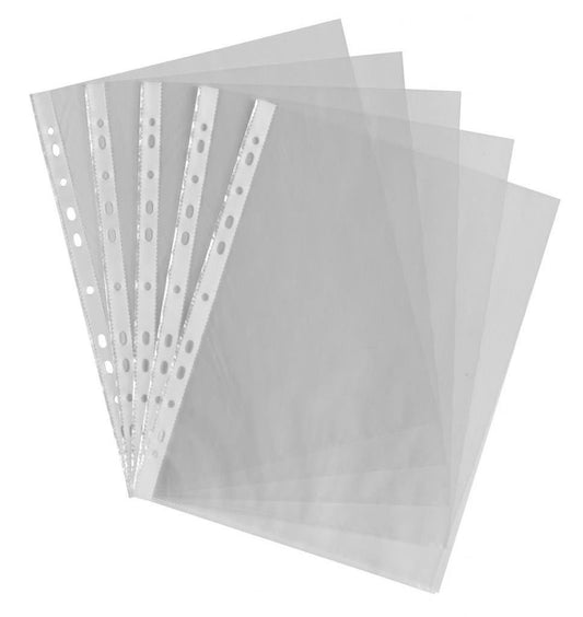 100 x A4 Clear Plastic Punched Pockets Folders - Filing Wallets-CentralDepot247
