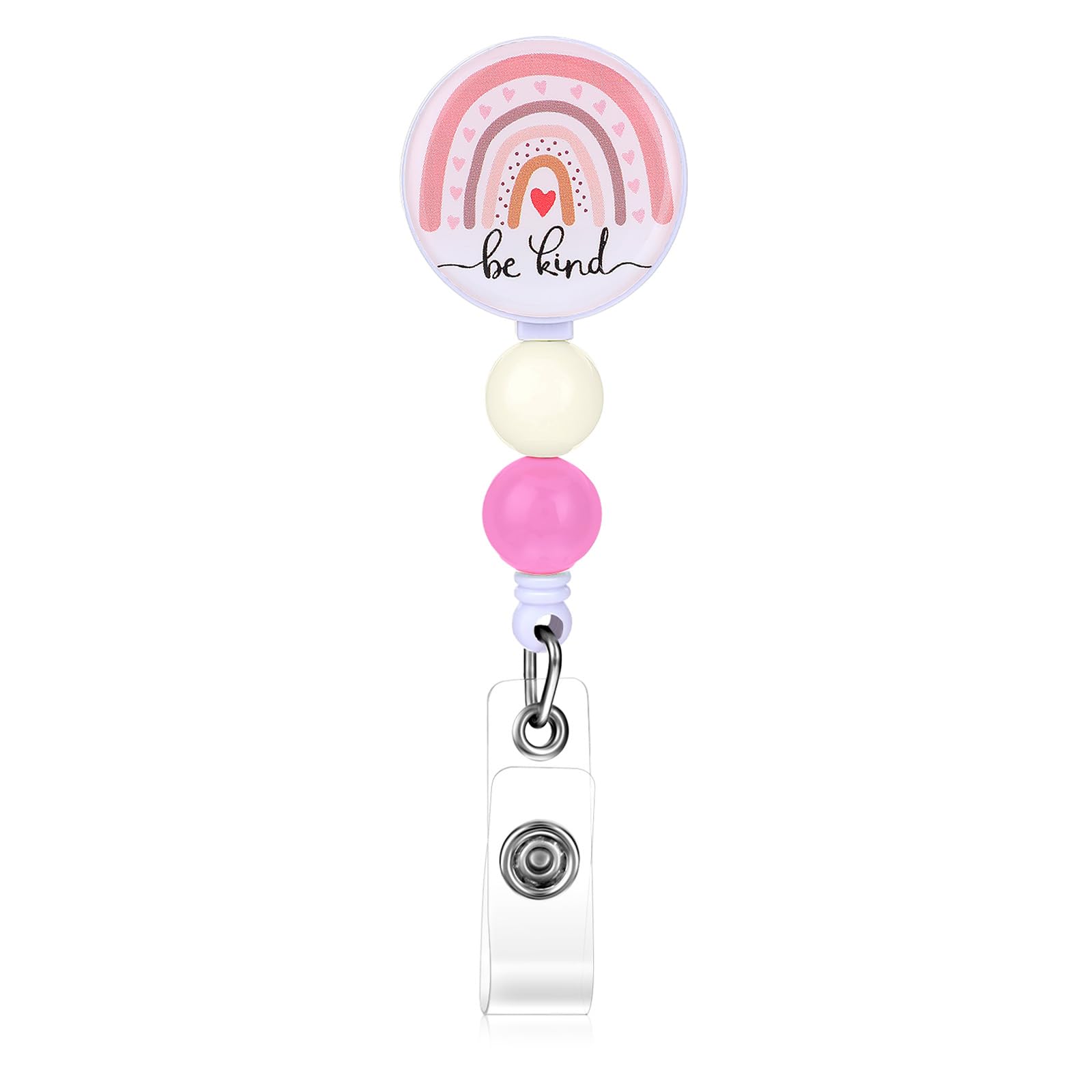 TIESOME Retractable Badge Reel with Alligator Clip, Cute Rainbow Design