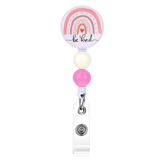 TIESOME Retractable Badge Reel with Alligator Clip, Cute Rainbow Design