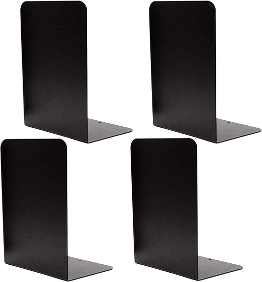 Set of 4 Heavy Duty Metal Book Ends - Non Slip Decorative Dividers-CentralDepot247