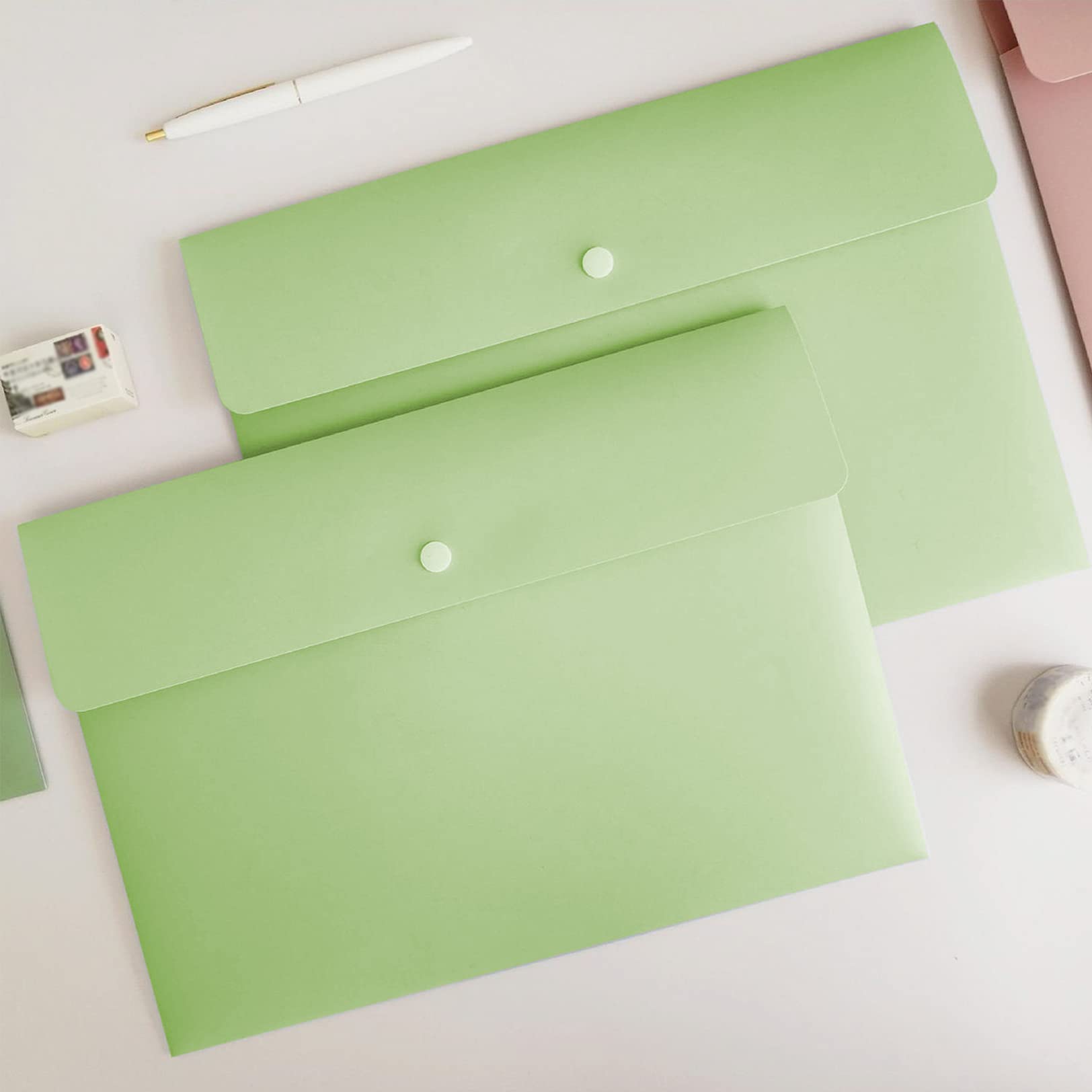 Poly File Folders, Letter Size Document Holders, Pack of 5 - Pastel Pink