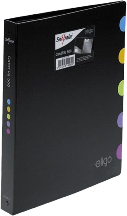 Snopake A4 Eligo Executive CardFile for 500 Business Cards - Black