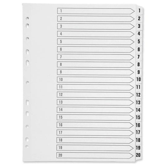 Q-Connect A4 1-20 Index Multi-Punched Reinforced Clear Tabs-CentralDepot247