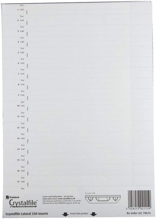 Rexel Printable Inserts for 330 Lateral Suspension File Tabs, 70676