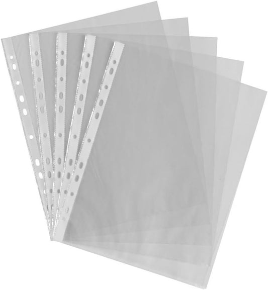 100 A4 Clear Punched Pockets - Multi-Punched for All Binders-CentralDepot247