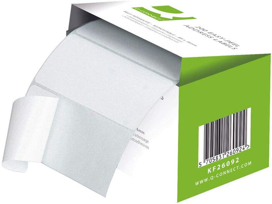 Q-Connect Address Label Roll 89mm x 36mm White, 200 Count