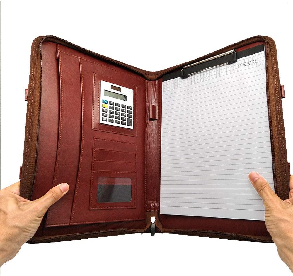 Portable A4 Leather Portfolio with Calculator & Document Organizer-CentralDepot247