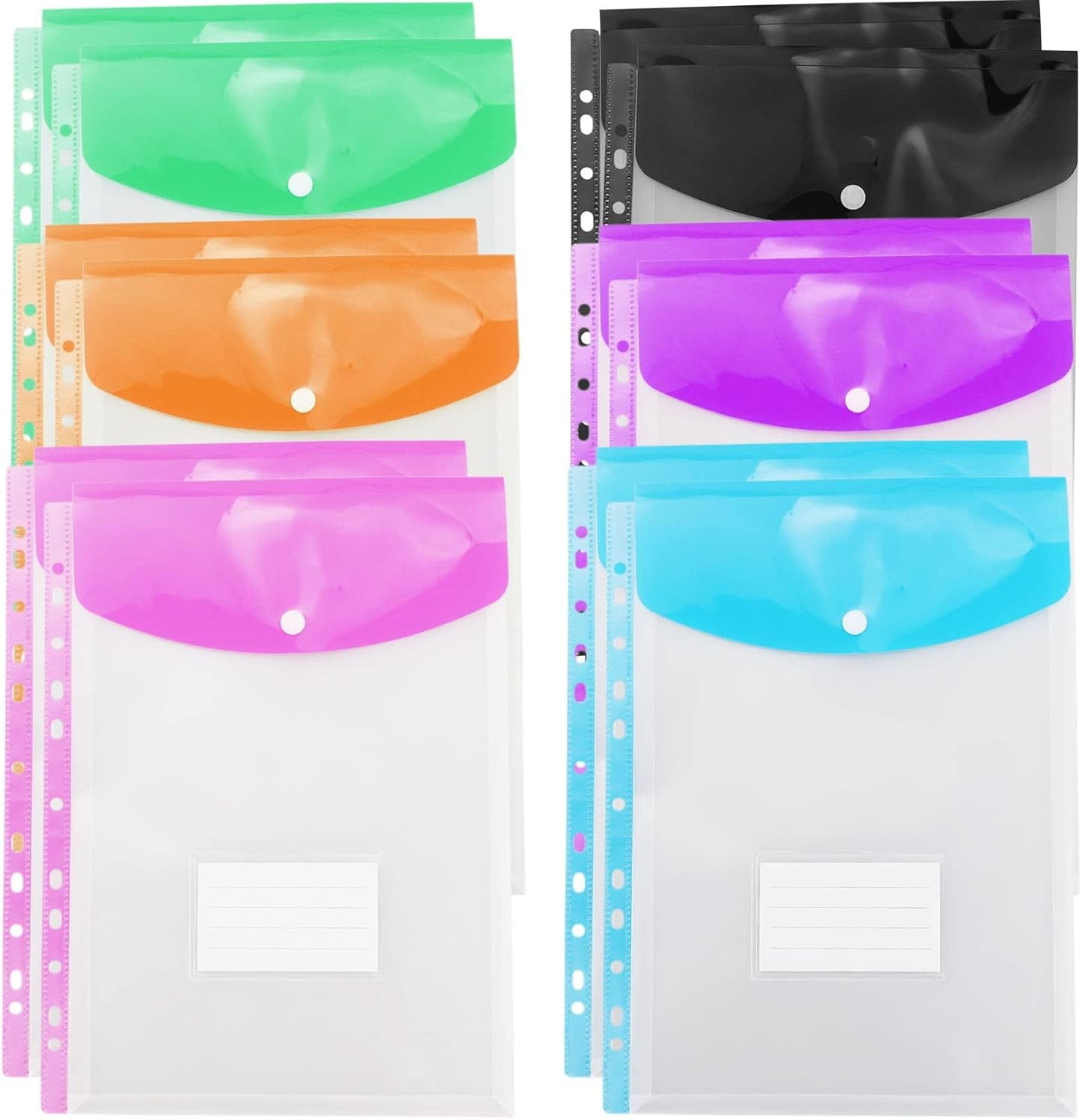 Plastic Wallets A4 Punched Pockets – 12 PCS Expandable Document Folders