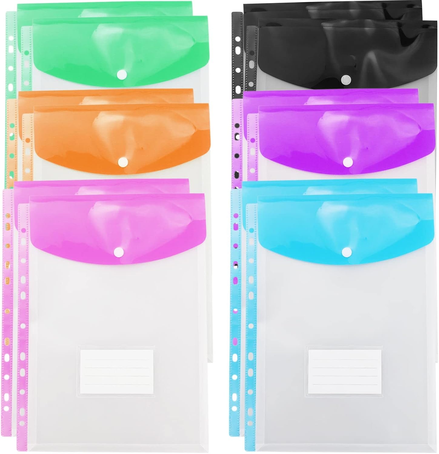 Plastic Wallets A4 Punched Pockets – 12 PCS Expandable Document Folders
