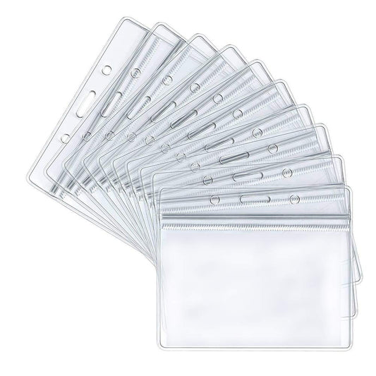 10 PCS Transparent Waterproof Horizontal ID Badge Holders