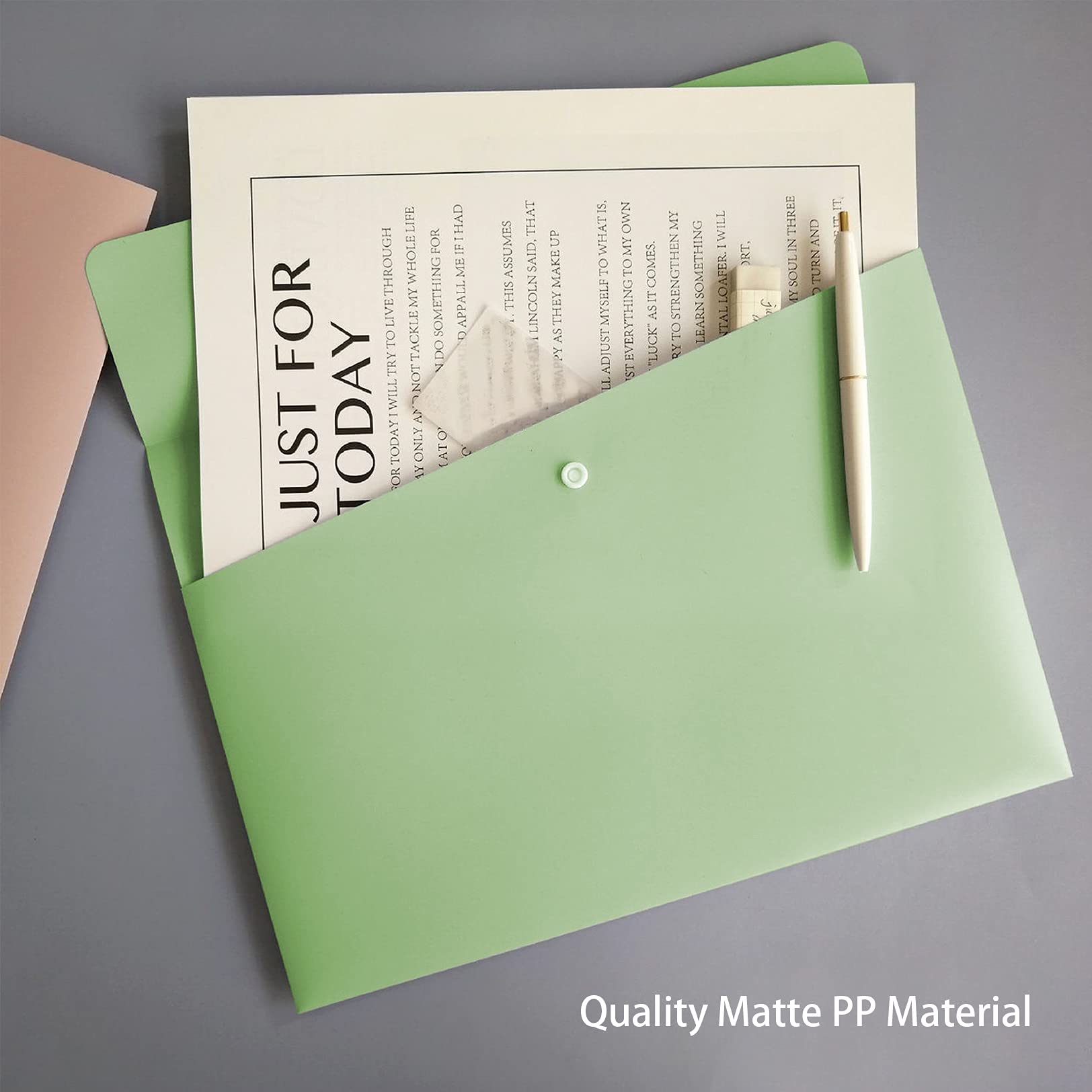 Poly File Folders, Letter Size Document Holders, Pack of 5 - Pastel Pink