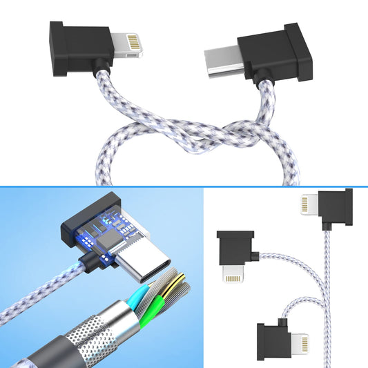 MTAKYI USB C to IOS Phone Cable, 15cm Remote Control Cable for Lightning to Type-C, Right Size Angle for DJI Mavic Air 2 Remote Control and iPhone Device