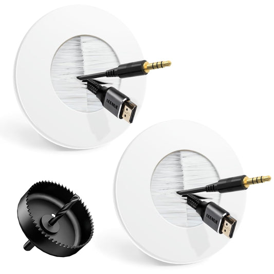 Slim Round Wall Grommet for In-Wall Cable Management - 2-Pack-CentralDepot247