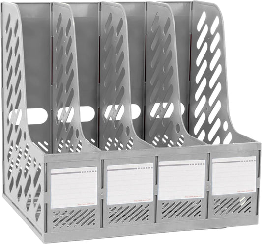 Sturdy A4 Magazine File Holder with 4 Sections - Desktop Organizer-CentralDepot247