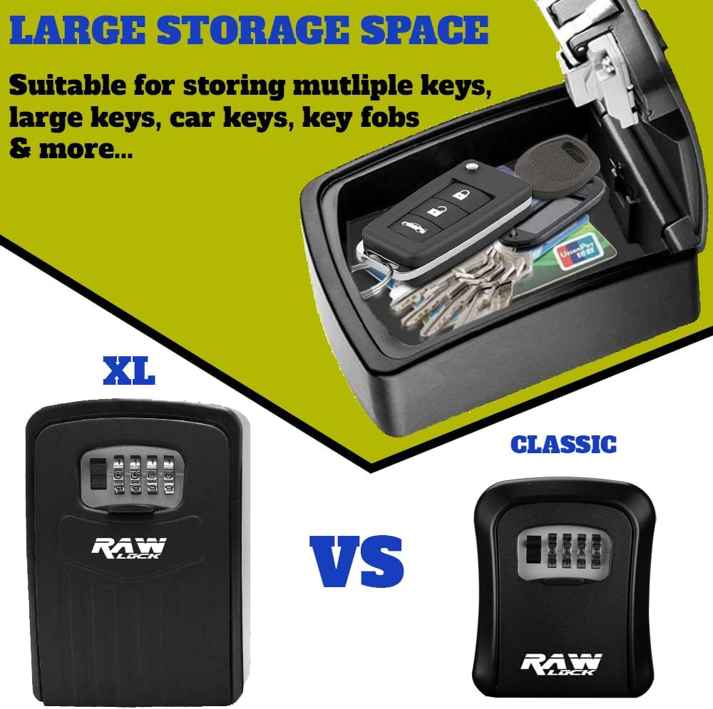 Extra Large Wall Mounted Key Safe Box - Heavy Duty Waterproof Storage