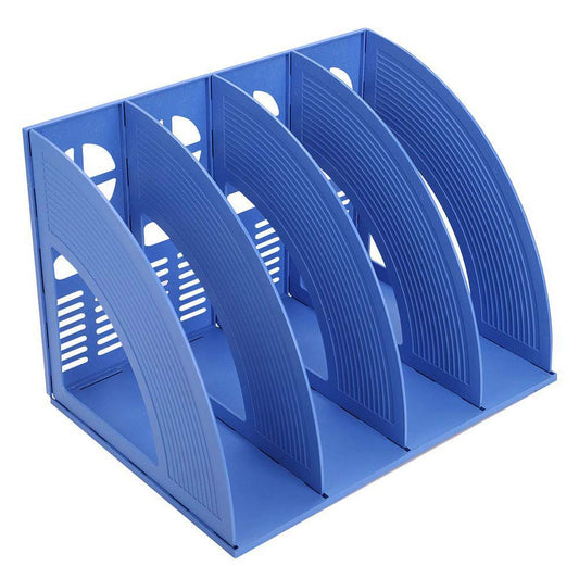 Sturdy 4-Section Desktop File Organizer - Black Plastic Holder-CentralDepot247