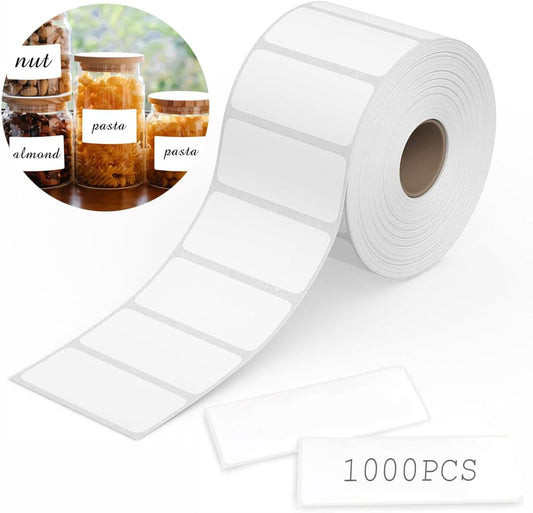 1000 Self-Adhesive Blank Sticky Labels, 60×30mm White Roll