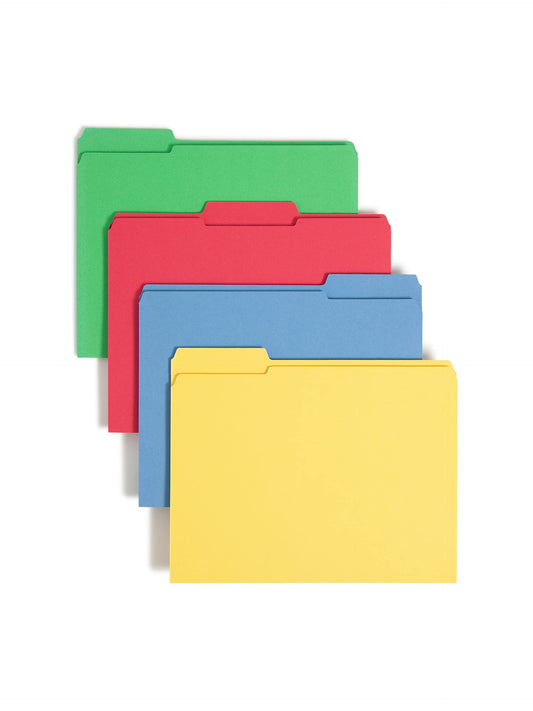 Smead File Folder, Reinforced 1/3-Cut Tab, Letter Size, Assorted Colors