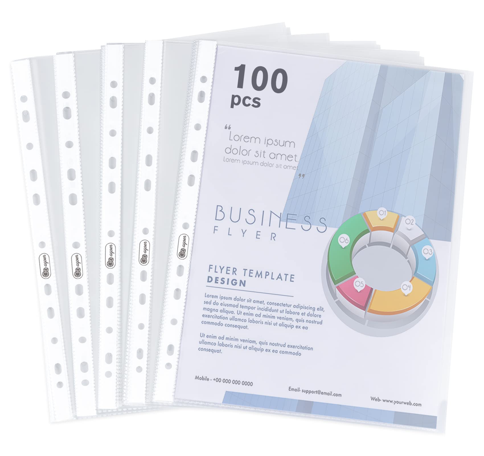 100 Clear A4 Heavy Duty 160 Micron Punched Pockets for Documents