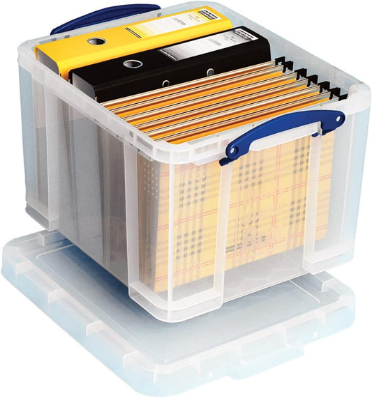 Really Useful Box 35 Litre Clear Plastic Storage with 10 A4 Suspension Files