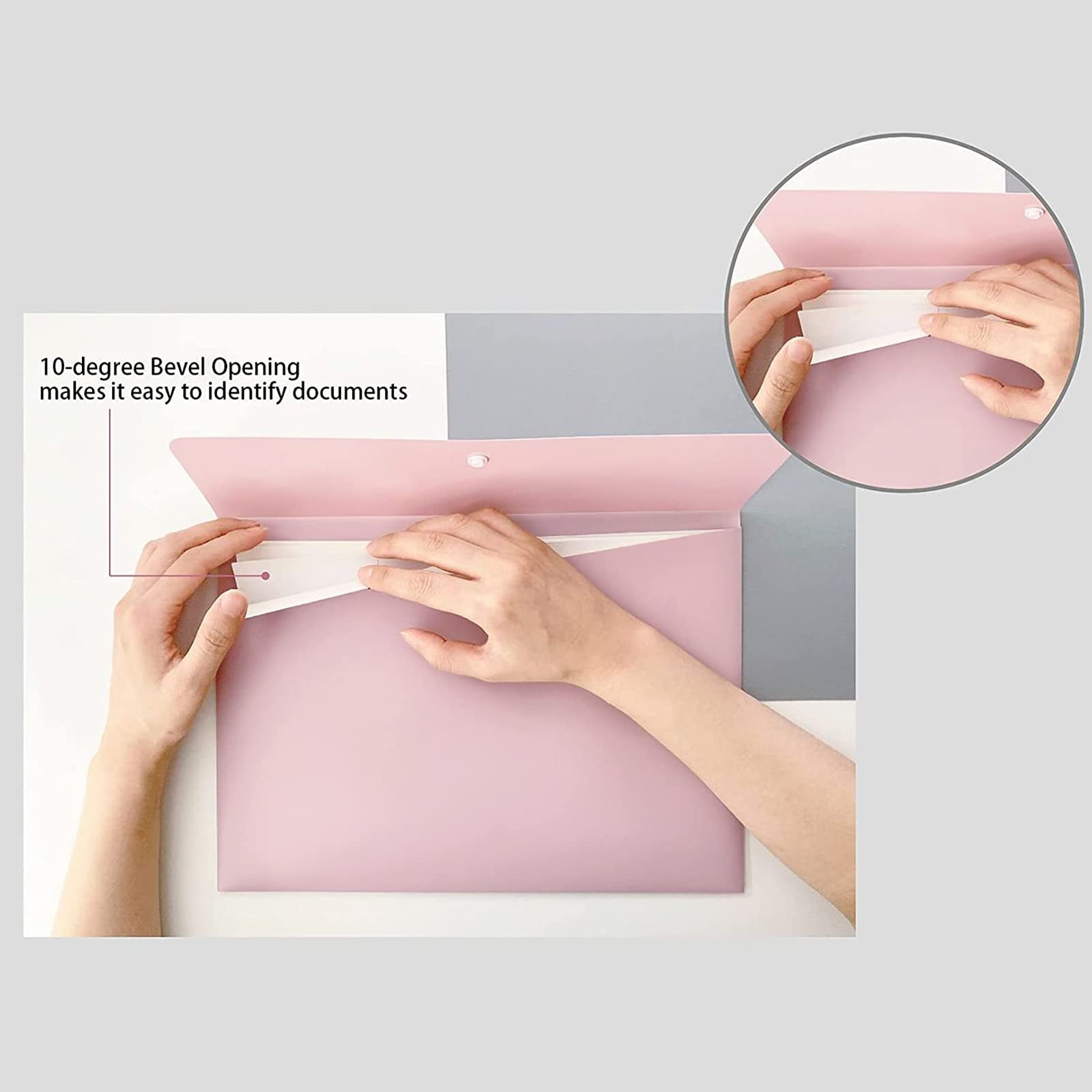 Poly File Folders, Letter Size Document Holders, Pack of 5 - Pastel Pink
