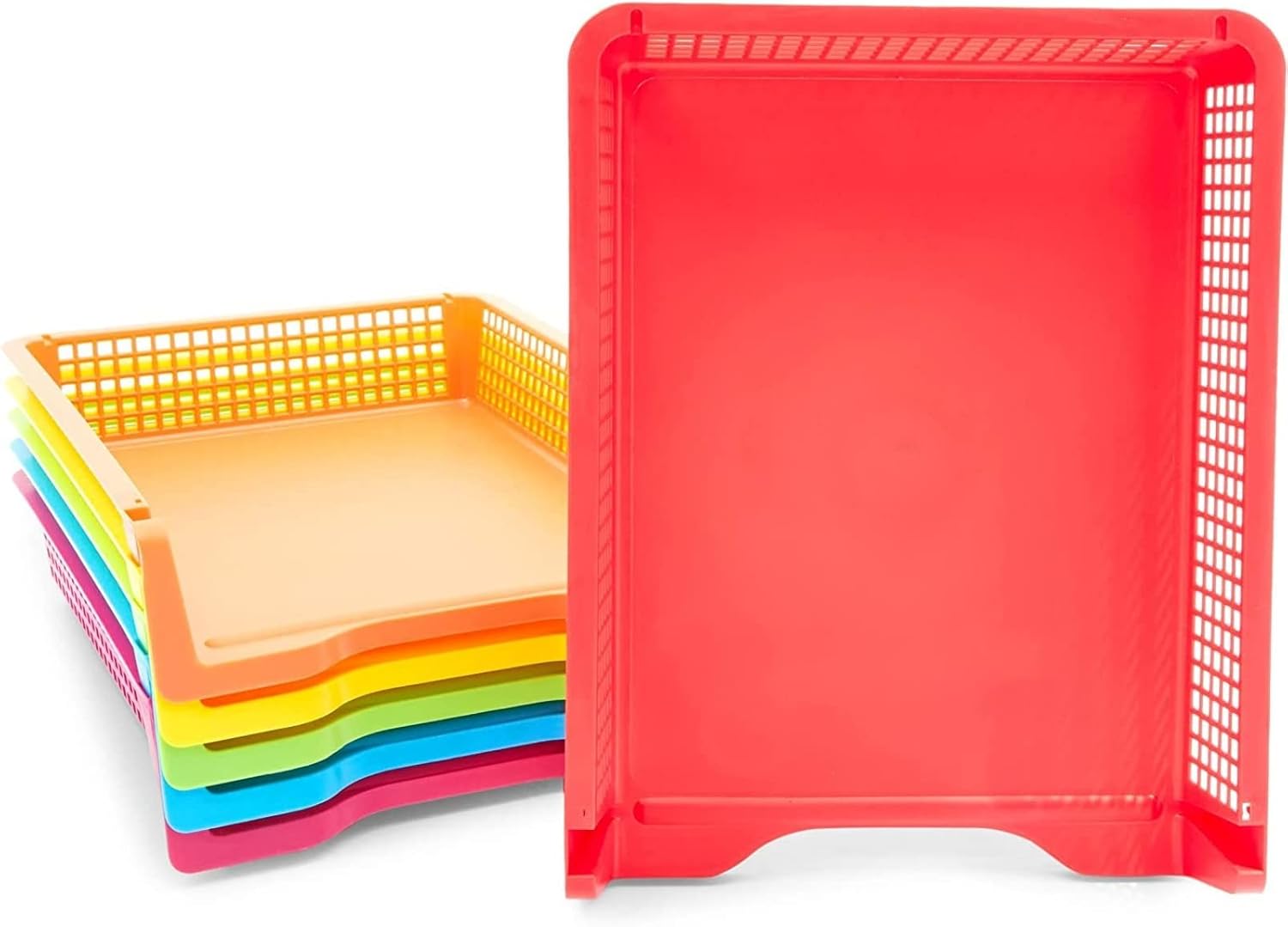 Set of 6 Colorful Rainbow Stacking Paper Trays for Organizing-CentralDepot247
