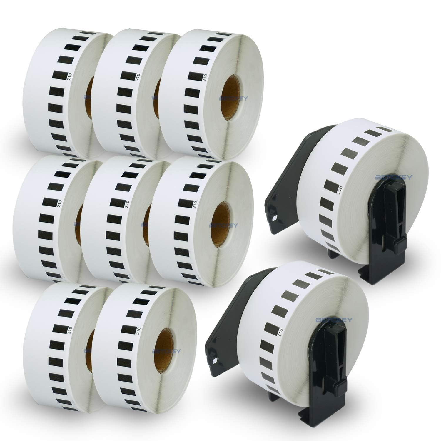 10 Rolls DK-22210 Labels with 2 Reusable Holders - 29mm x 30.48m