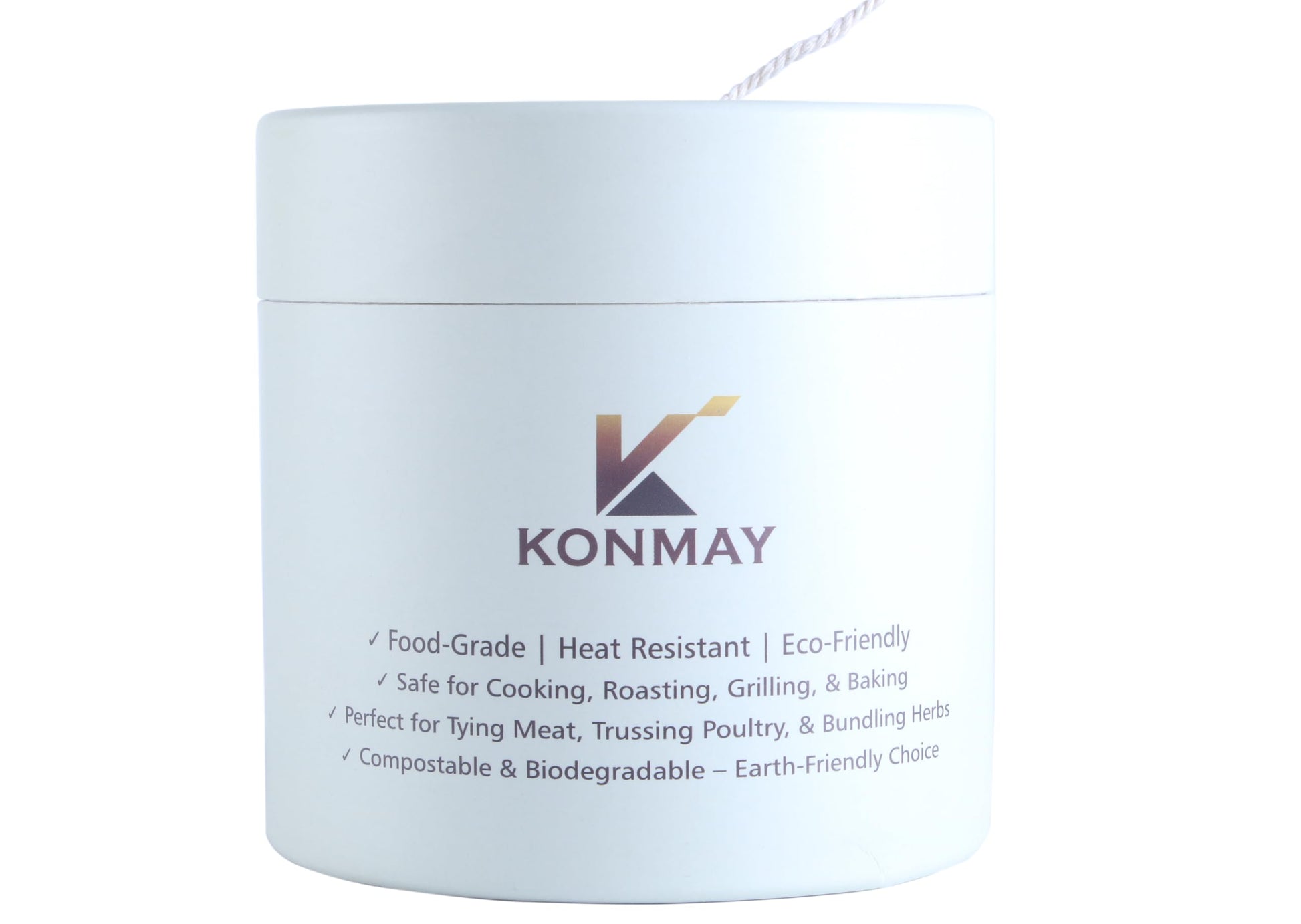KONMAY 1.5mm 100% Cotton Cooking String – 150m Butcher Twine, Baker Twine for Trussing, Roasting, Grilling, Tying Meat, Herbs & Sausages, Eco-Friendly Biodegradable Paper Box with Feed Hole-CentralDepot247