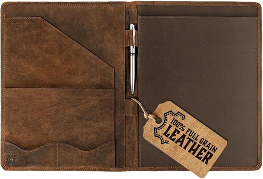 Vintage Brown Leather A5 Organizer Portfolio - Multifunctional Case-CentralDepot247