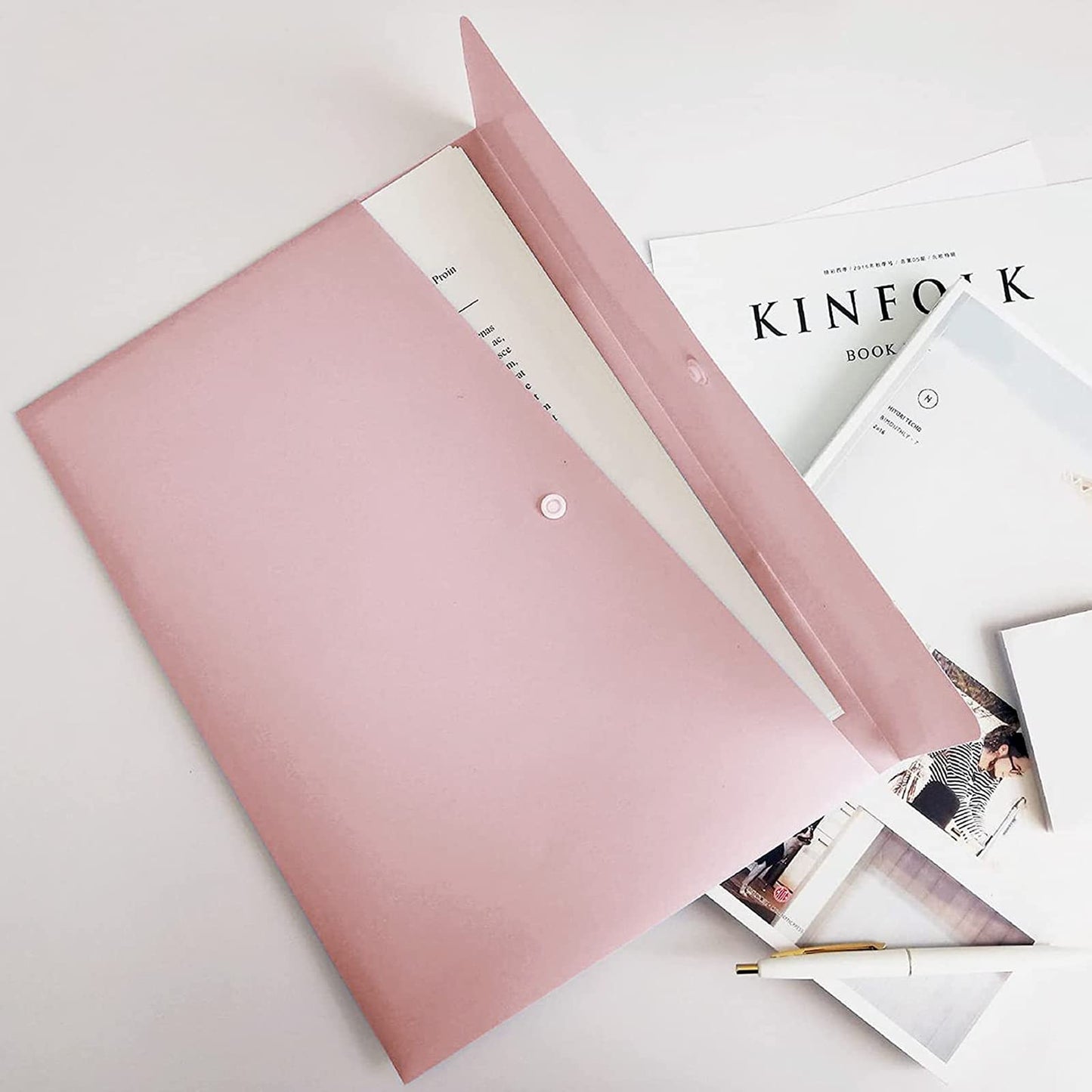 Poly File Folders, Letter Size Document Holders, Pack of 5 - Pastel Pink