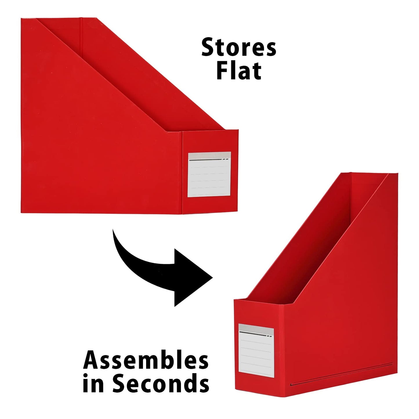 Red Magazine Holder, Cardboard File Organizer (Pack of 3)