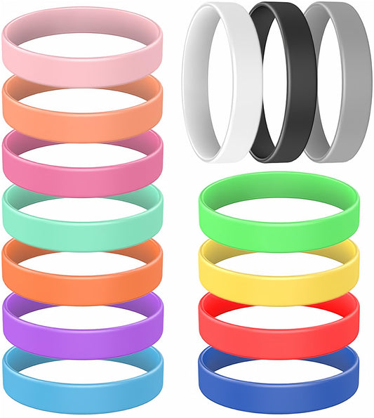YalsFTY 14 Pcs Rubber Bracelets - Unisex Silicone Wristbands, 20 cm