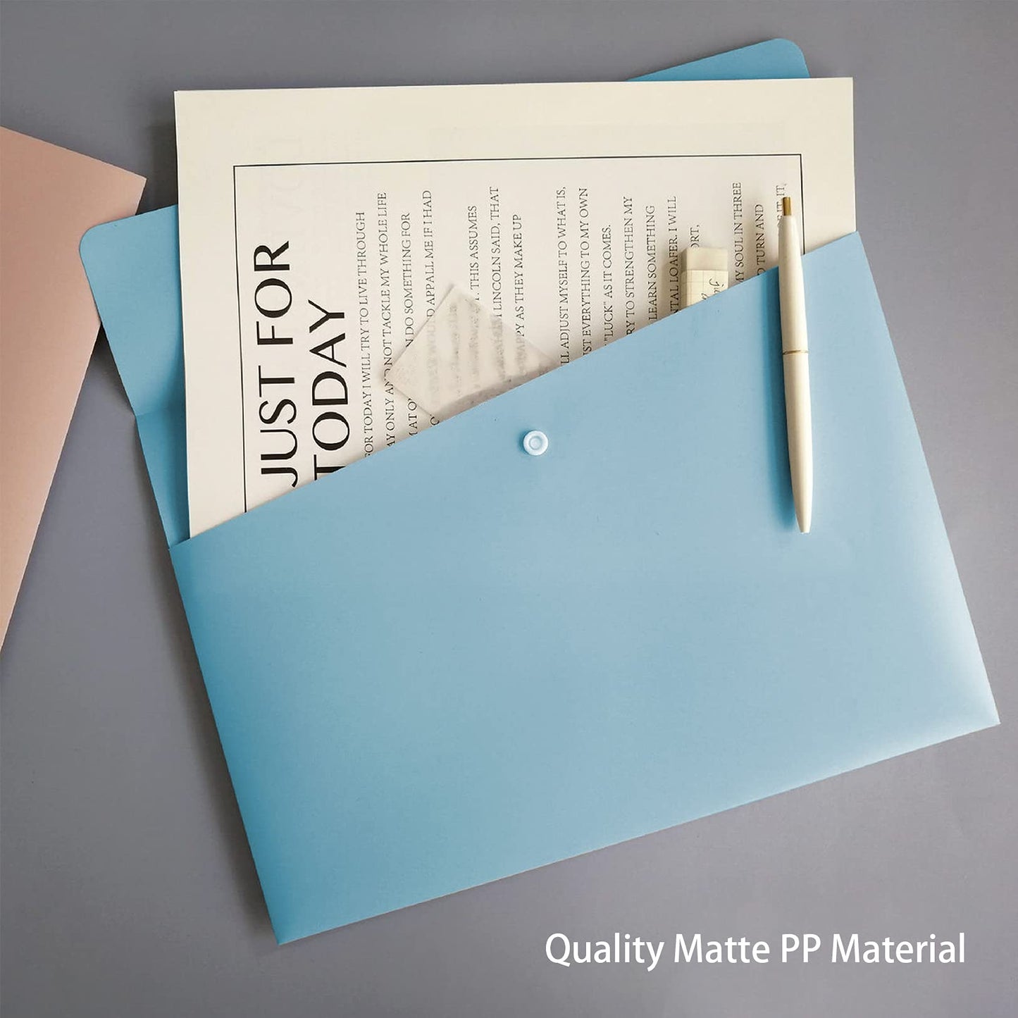 Poly File Folders, Letter Size Document Holders, Pack of 5 - Pastel Pink